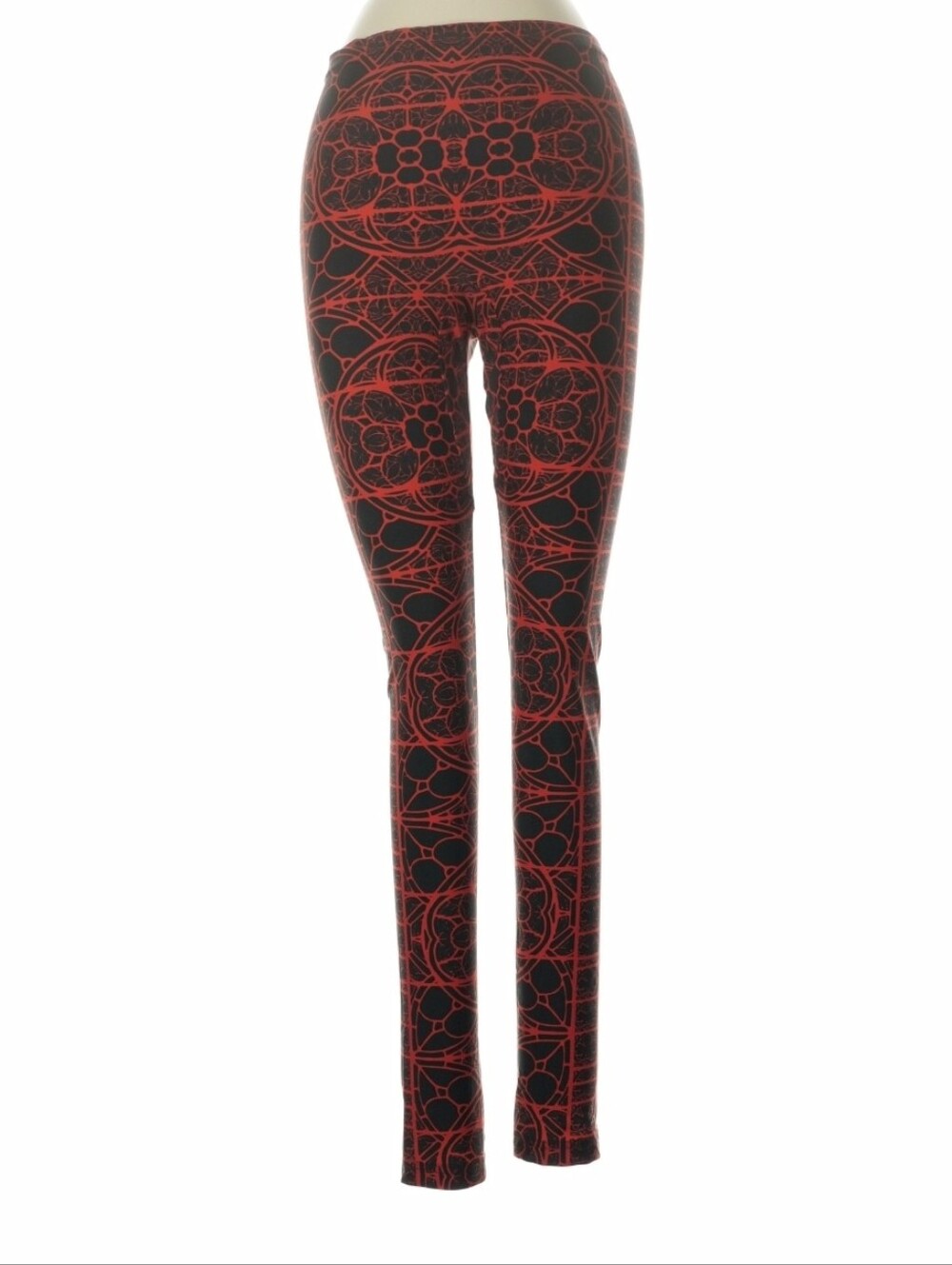 Vintage Alexander McQueen Black Red Gothic Cathedral Leggings